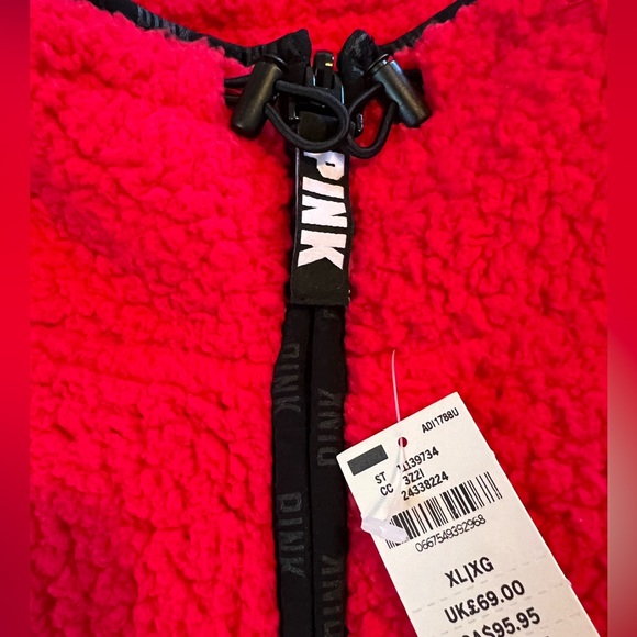 Victoria’s Secret PINK 1/4 zip XL Sherpa pullover - Red - Picture 9 of 10